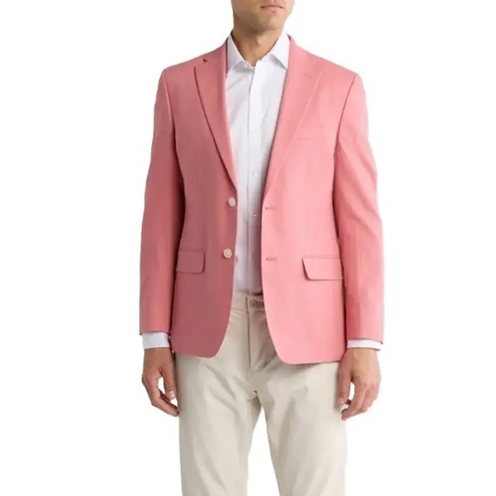 Tommy Hilfiger Mens Modern Fit Linen Sport Coat Blazer 36S Light Red *Defect*
